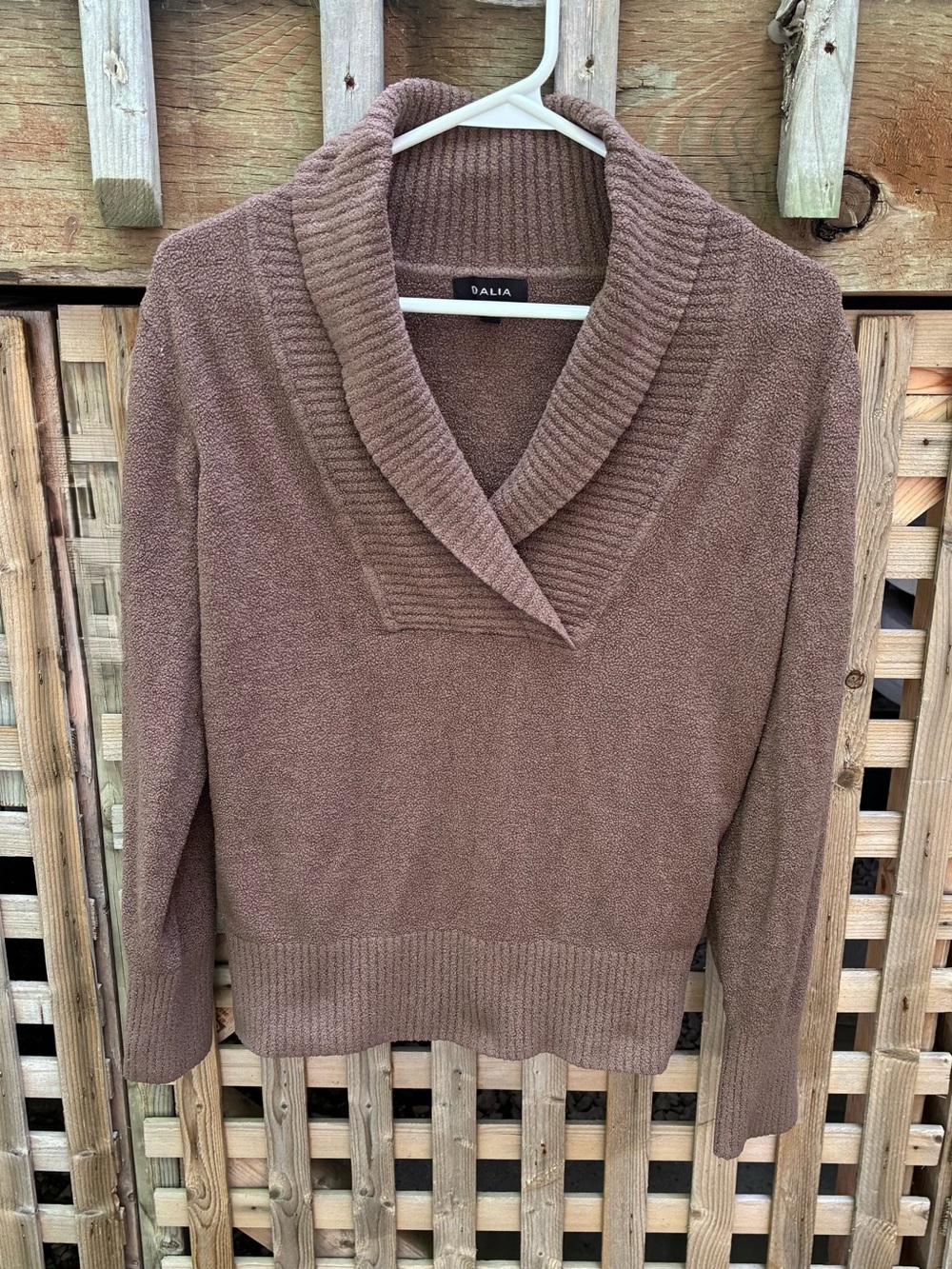 Dalia Chocolate Brown Shawl-Collar Sweatshirt